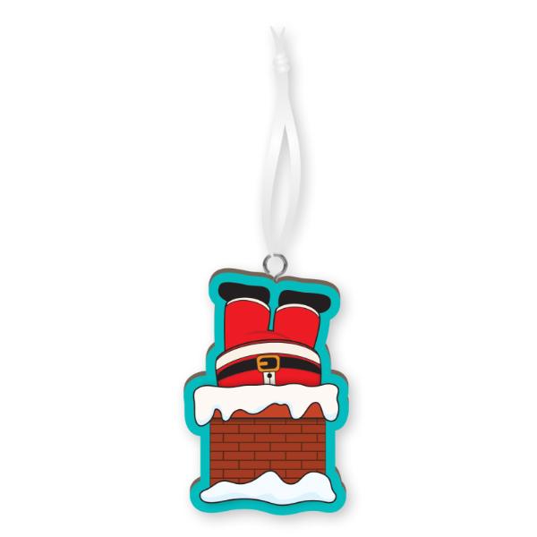 Christmas Stuck Santa Handmade Wood Ornament