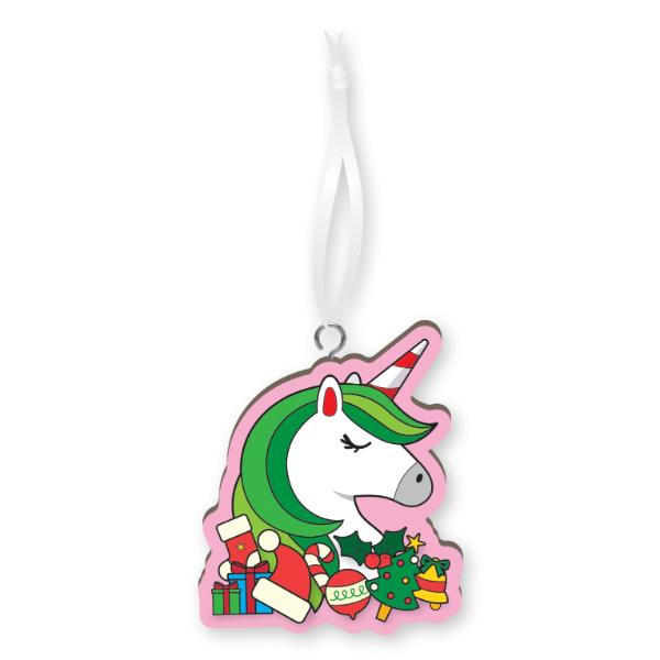 Christmas Unicorn Handmade Wood Ornament