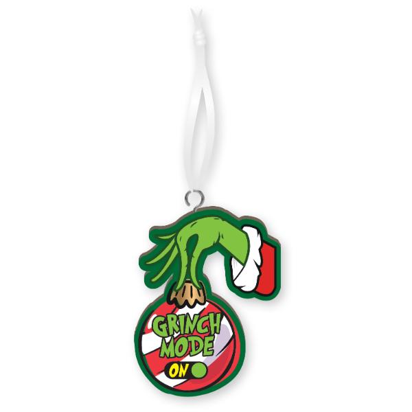 Christmas Grinch Mode On Handmade Wood Ornament