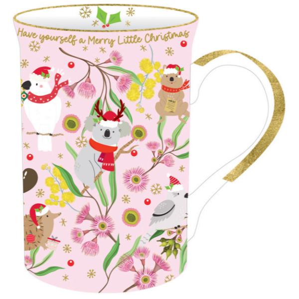 Aussie Friends Pink Xmas Mug