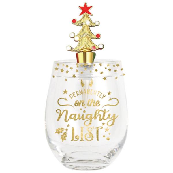 Permanently Naughty List Stemless Glass With Stopper