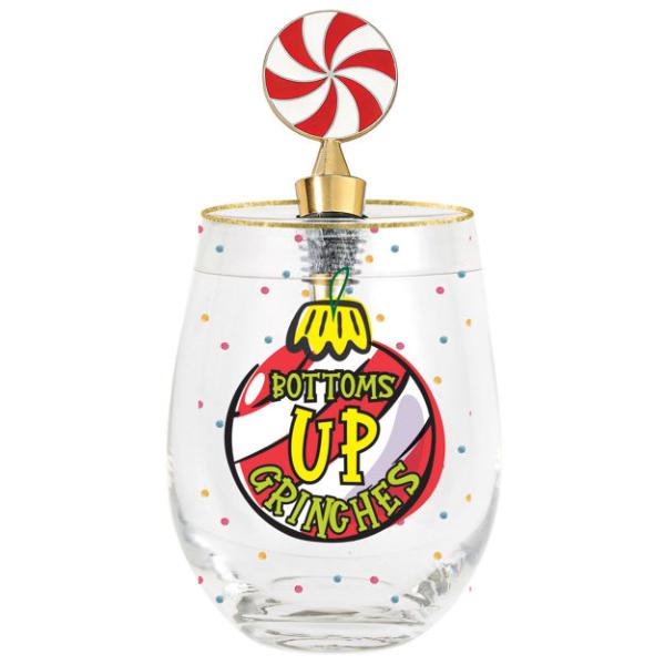 Merry Grinchmas Stemless Glass With Stopper