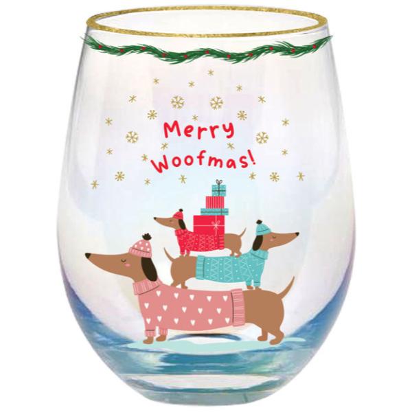 Merry Woofmas Stemless Glass