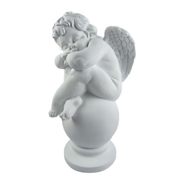 White Sitting Cherub On Ball - 47cm