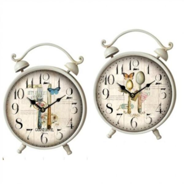 Assorted Metal Table Clock - 16cm