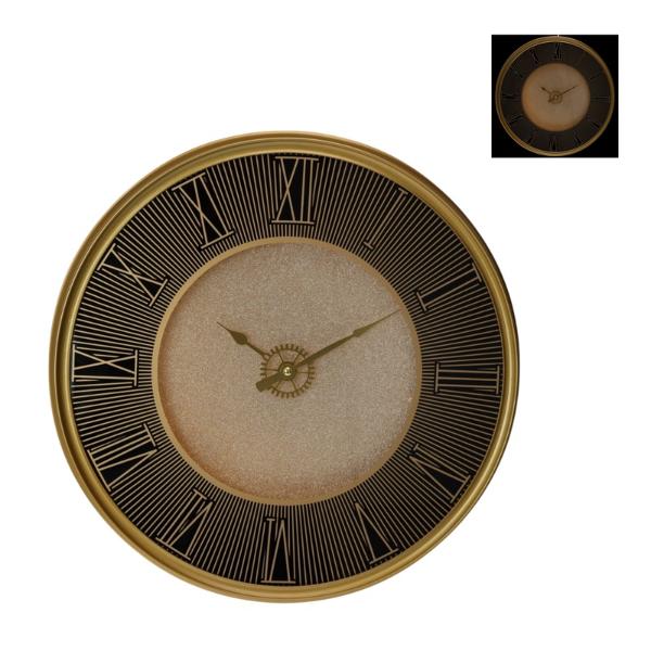 Gold Clock With Glitter Face - 40cm