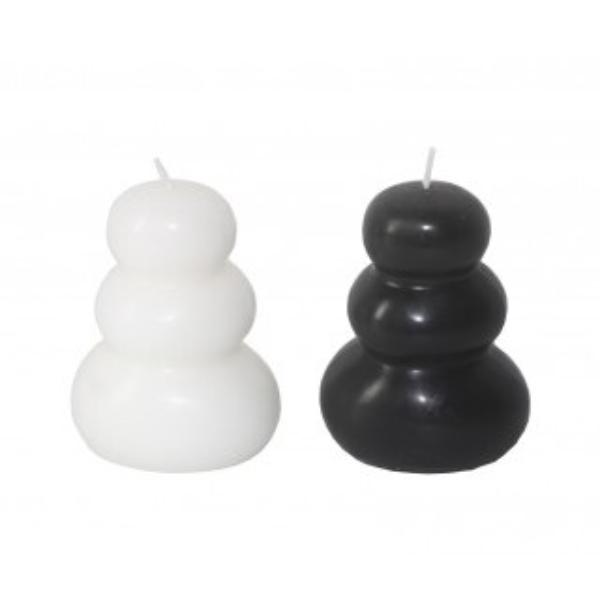 White / Black Stone Shape Candle - 7cm x 5.6cm x 9.2cm