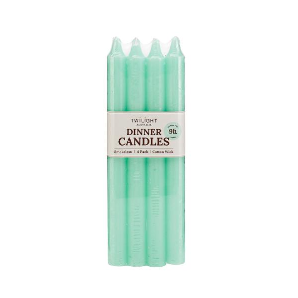 4 Pack Light Green Dinner Candle - 10in