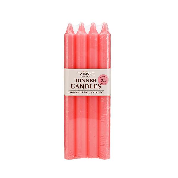 4 Pack Light Pink Dinner Candle - 10in