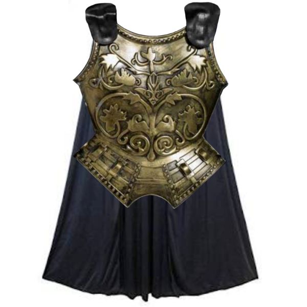 Black & Gold Roman Chest Armour With Cape