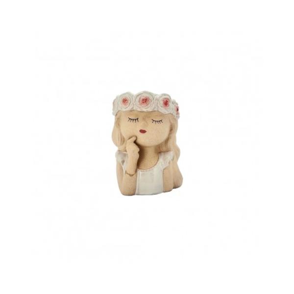 Girl Head Wreath Planter - 11.1cm x 10cm x 15.2cm