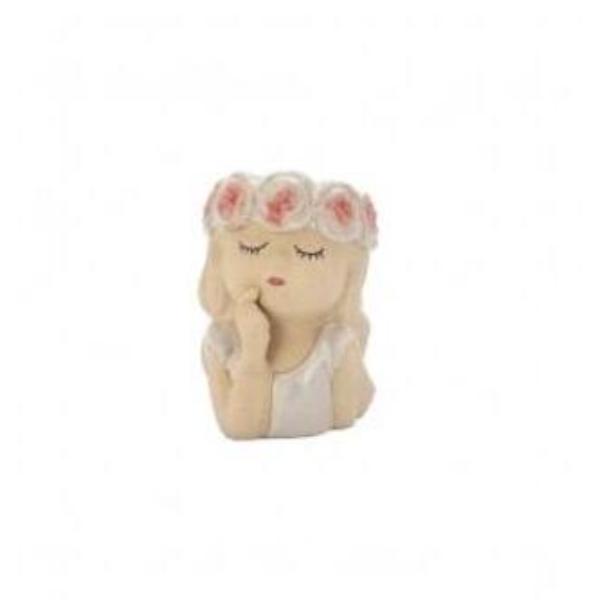 Girl Head Wreath Planter - 7.5cm x 7.4cm x 10.7cm