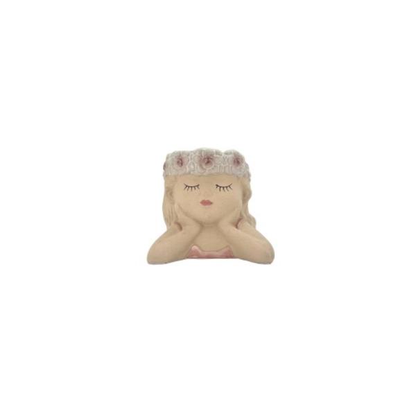 Girl Head Wreath Planter - 13.4cm x 11.9cm x 12cm