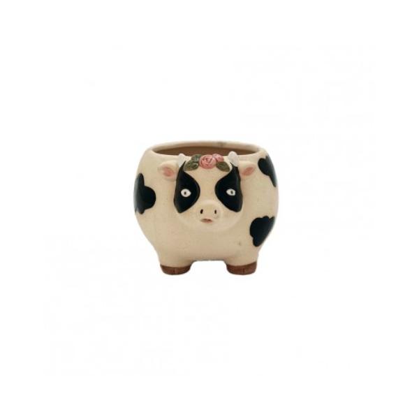 Ceramic Cow Pot - 15.5cm x 12.5cm x 10.2cm