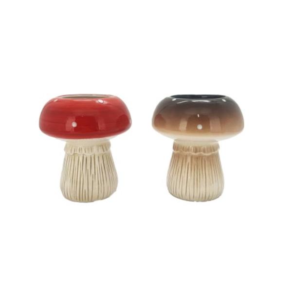 Red / Brown Mushroom Pot - 14cm x 14cm x 16cm
