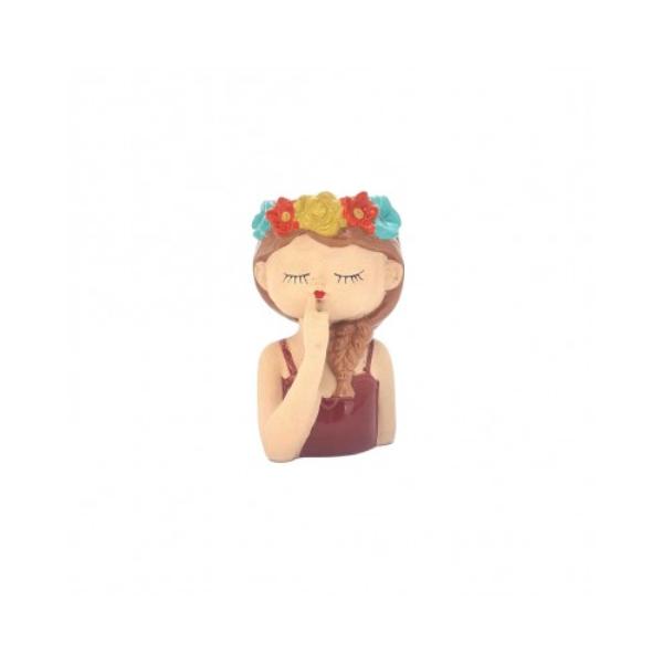 Girl With Flower Wreath Pot - 11cm x 10.6cm x 18cm