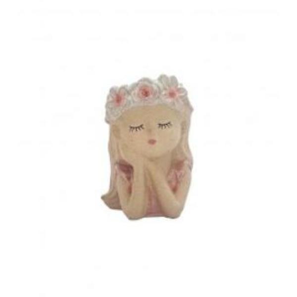 Girl With Flower Wreath Pot - 8.1cm x 7.2cm x 11.8cm