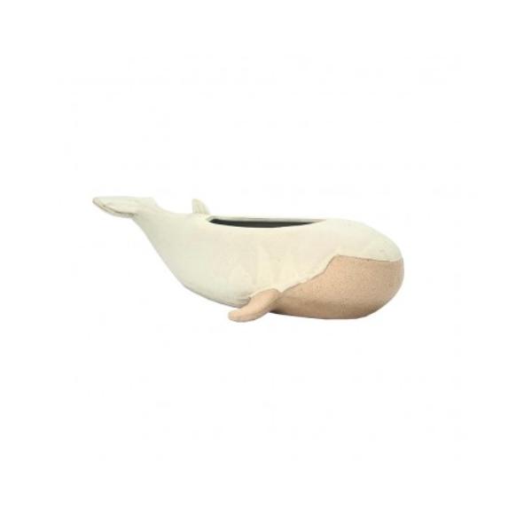 Cream Whale Pot - 29.6cm x 12.6cm x 9.2cm