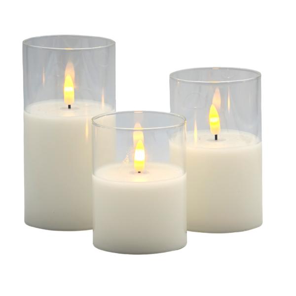 Glass Tube Led Flickering Flame Candle - 7.5cm x 15cm