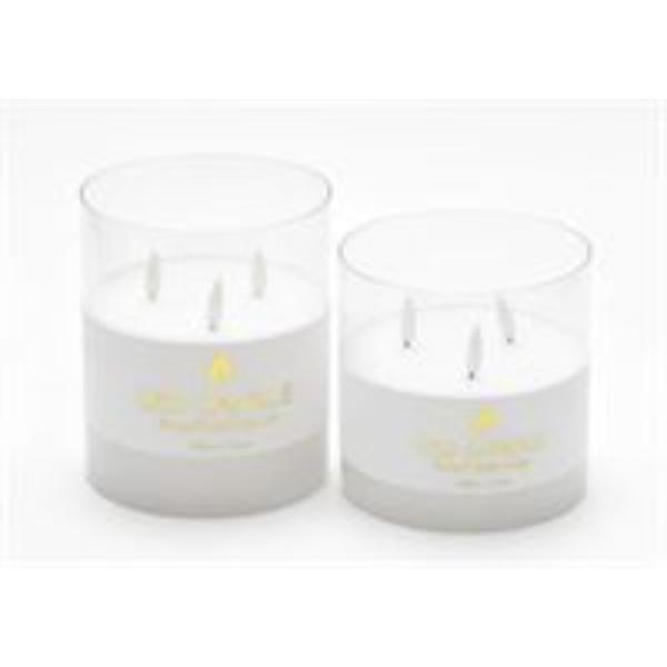 3 Wick Glass Tube LED Candle - 12.5cm