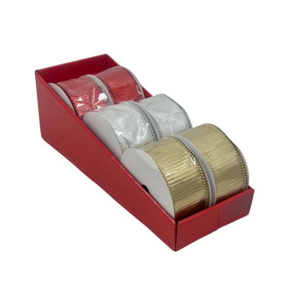 RIPPLED RIBBON WITH BEAD EDGE6.3CMX4.5M 3 ASST