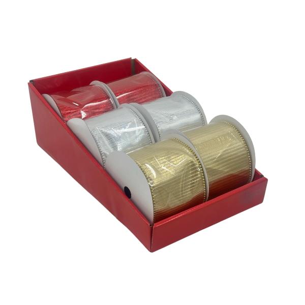 RIPPLED RIBBON WITH BEAD EDGE10CMX4.5M 3 ASST
