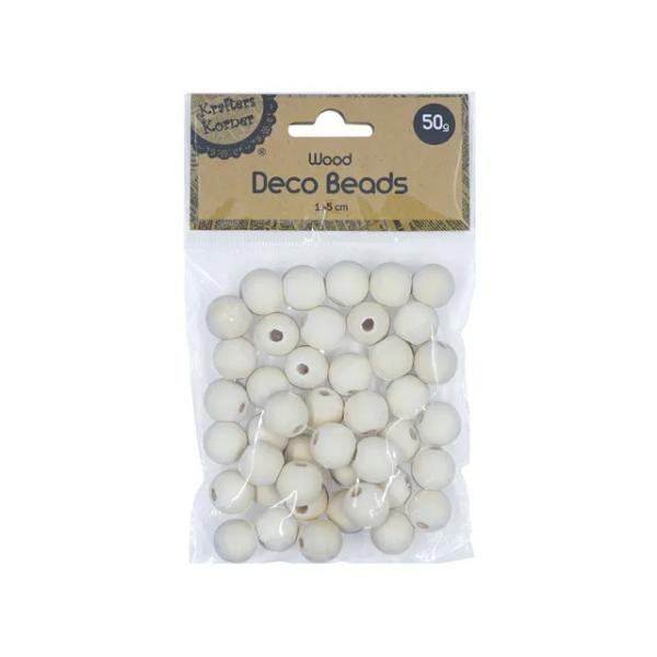 Wood Deco 50g Beads - 1.4cm