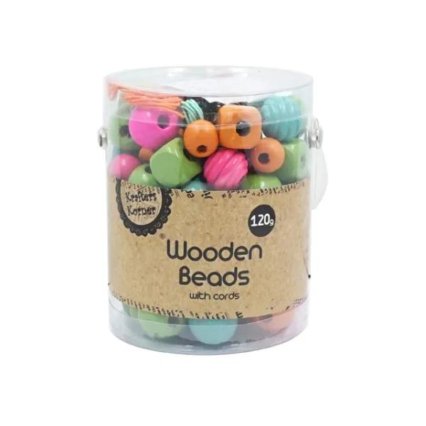 Wooden Beads With Cords - 120g