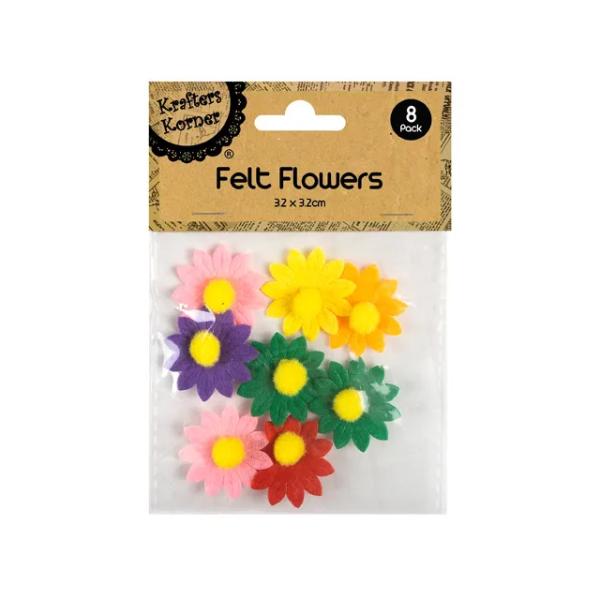 8 Pack Craft Felt Flowers - 32cm x 32cm