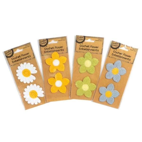 2 Pack Craft Crochet Flower - 6.5cm