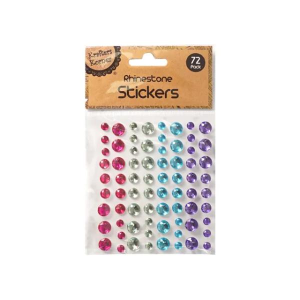 72 Pack Assorted Rhinestone Stickers