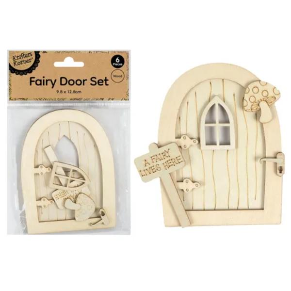 6 Piece Wooden Fairy Door Set