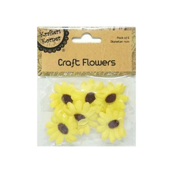 6 Pack Craft Flowers - 4cm