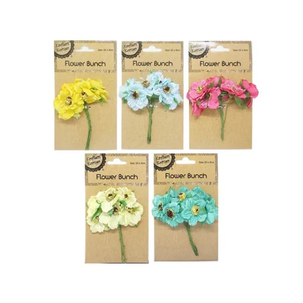 6 Pack Craft Flower Bunch - 3.5cm x 9cm