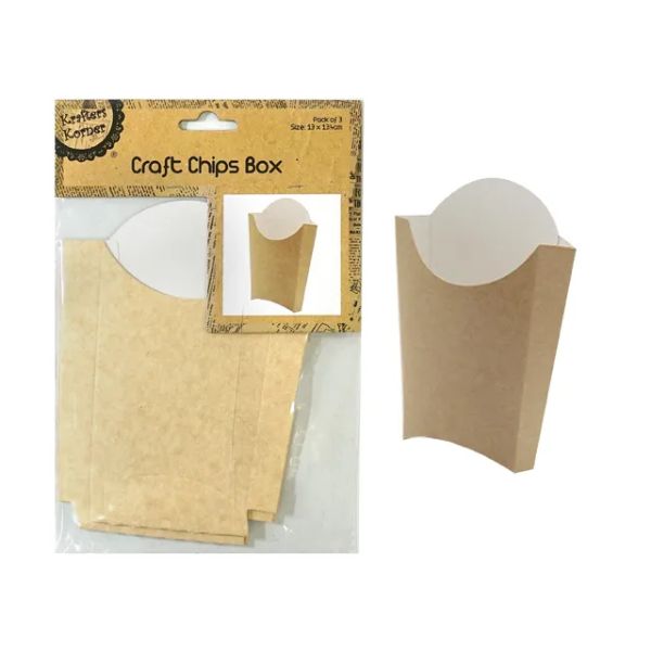 3 Pack Craft Chip Boxes - 13.4cm x 13.1cm