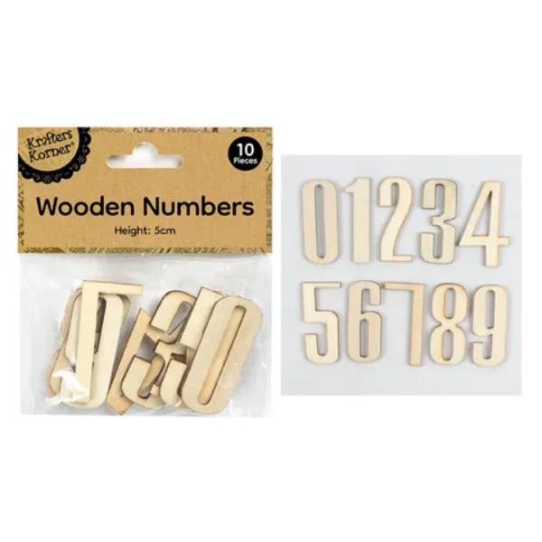 10 Pack Wooden Numbers - 5cm