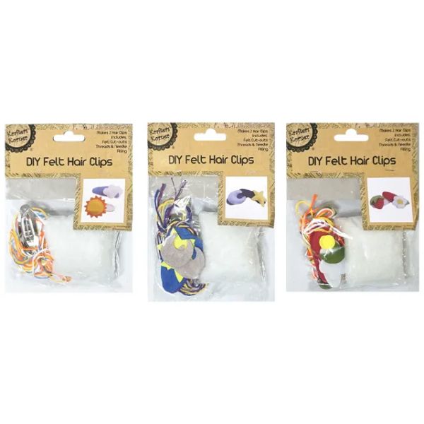 2 Pack DIY Felt Hair Clips - 3.7cm x 1.3cm