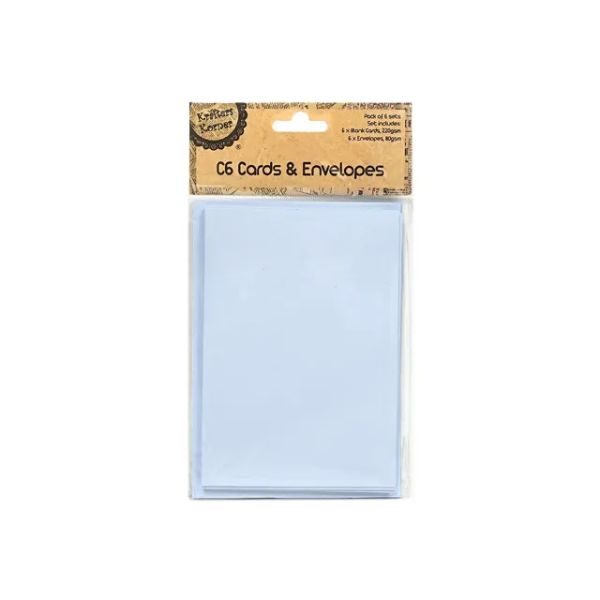 6 Pack Blue Cards & Envelopes - 16.3cm