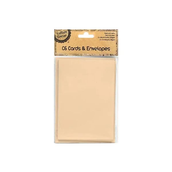 6 Pack Buttermilk Cards & Envelopes - 16.3cm