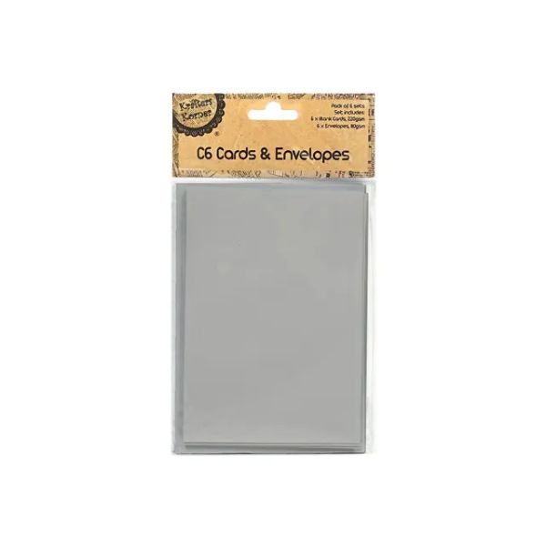 6 Pack Storm Grey Cards & Envelopes - 16.3cm