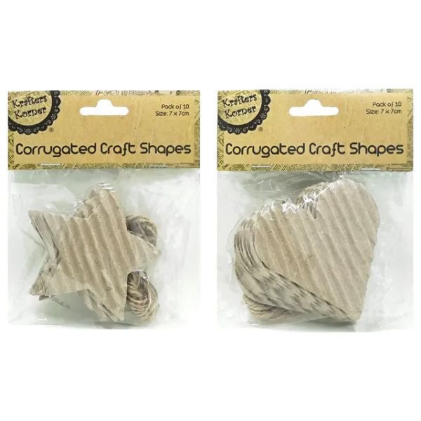 10 Pack Corrugated Craft Shapes - 8cm