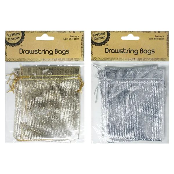 Medium Metallic Draw String Bags - 9.5cm x 11cm