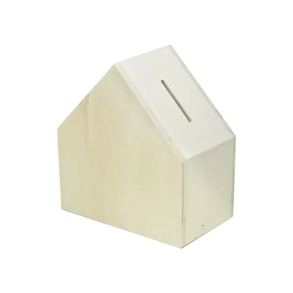 DIY Natural Wooden Money Box - 10.4cm x 11cm x 6cm