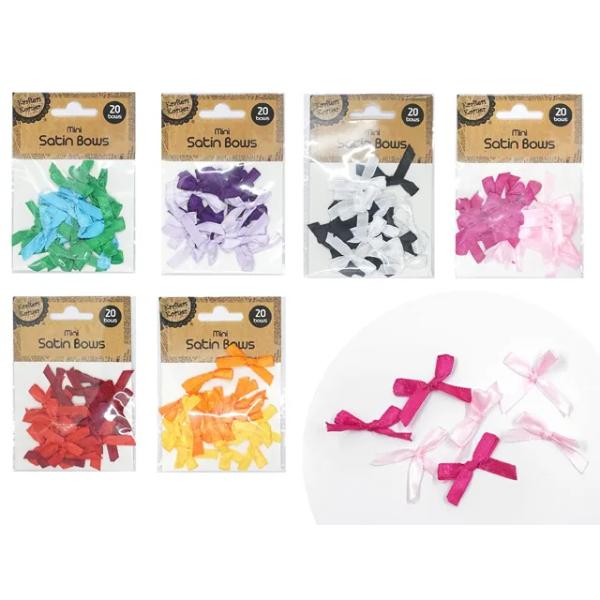 20 Pack Mini Satin Bows - 0.5cm