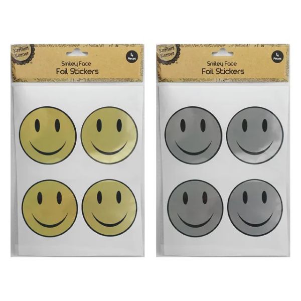 4 Pack Smiley Face Foil Sticker