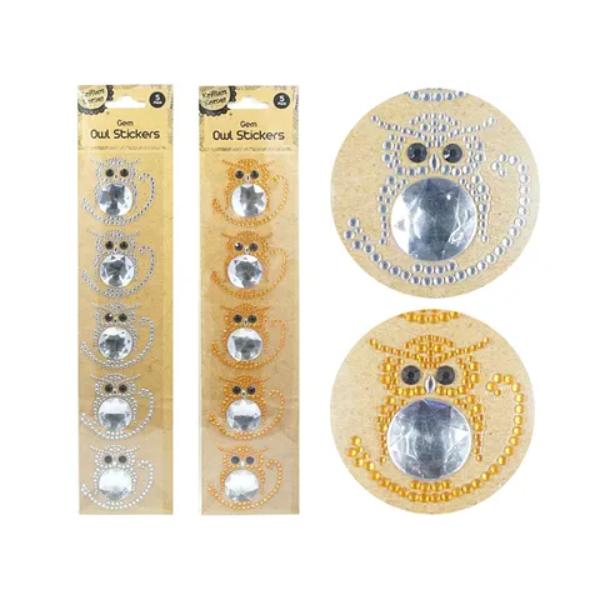 Gem Owl Stickers - Assorted