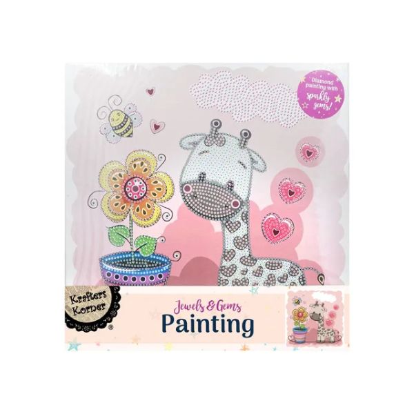 Jewels & Gems Giraffe Painting On Canvas - 30cm x 30cm x 1.5cm