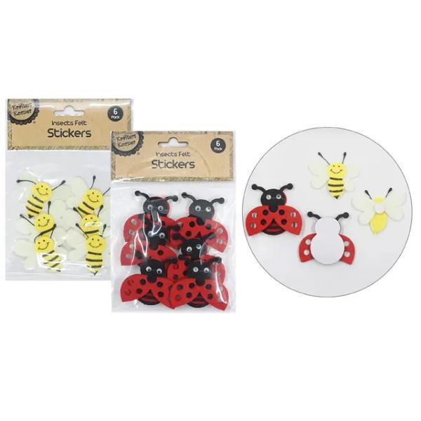 6 Pack Adhesive Felt Insects