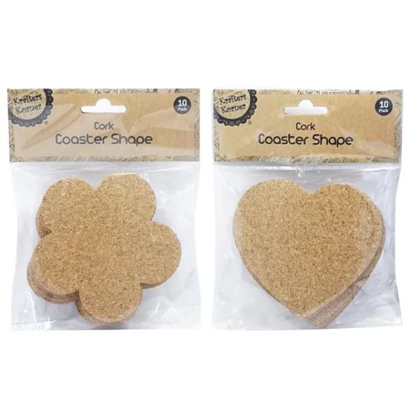 10 Pack Cork Coaster Shape