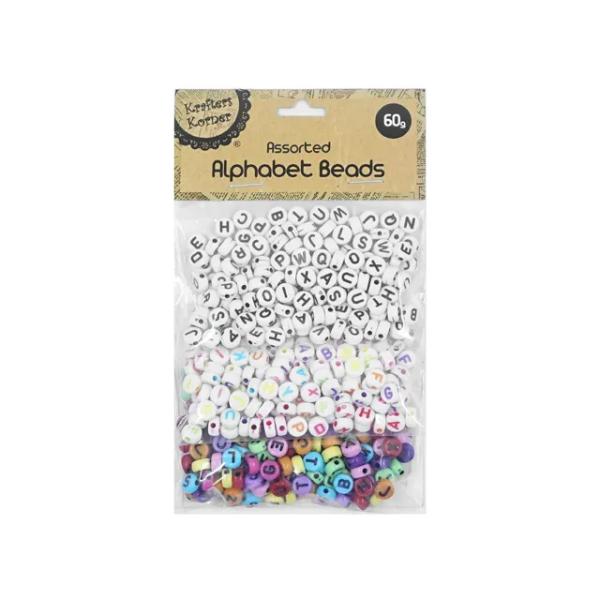 Assorted Alphabet Beads - 60g